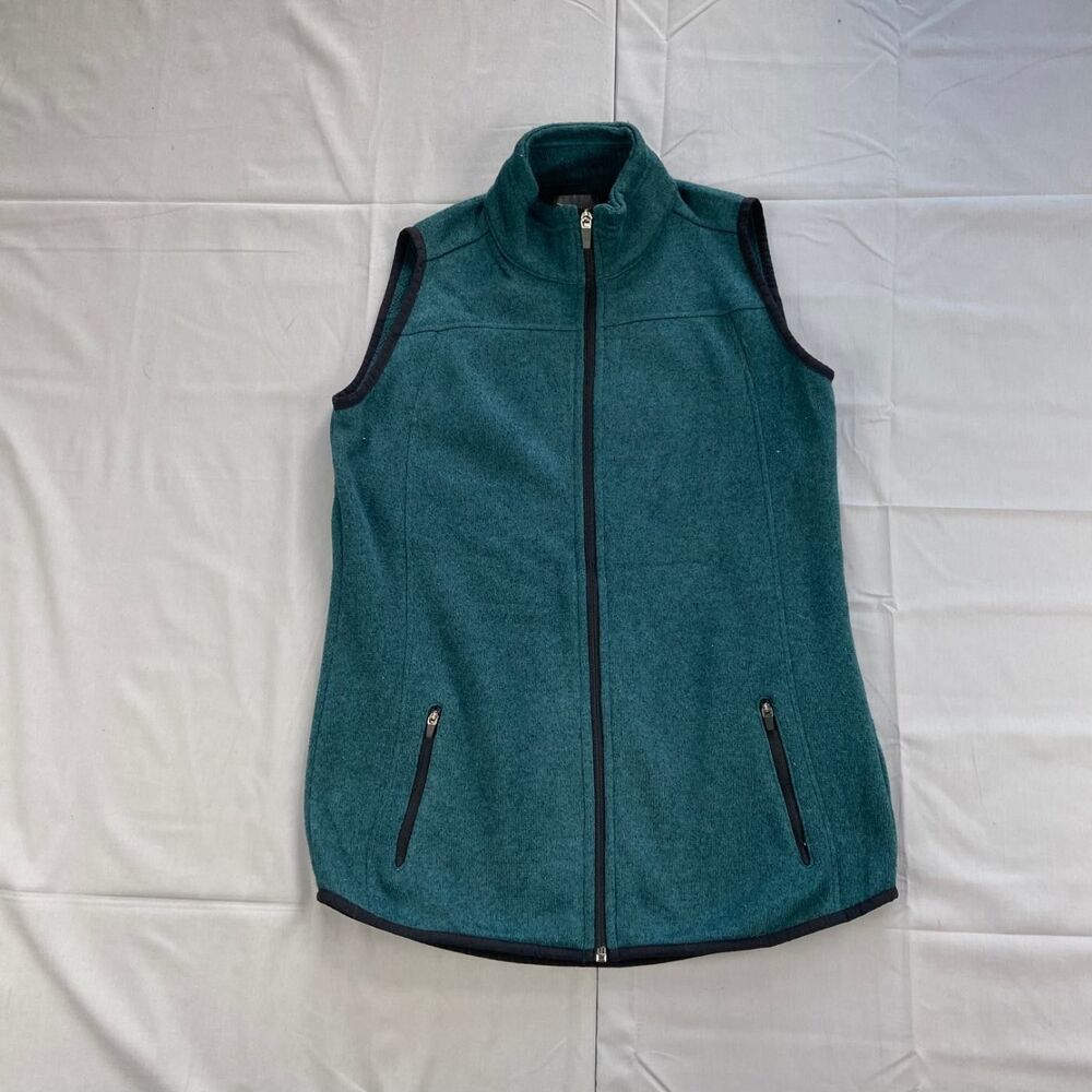 Old Navy Active Women's Xs Teal 100% Polyester Fleece Zip Vest Solid Zip Pockets